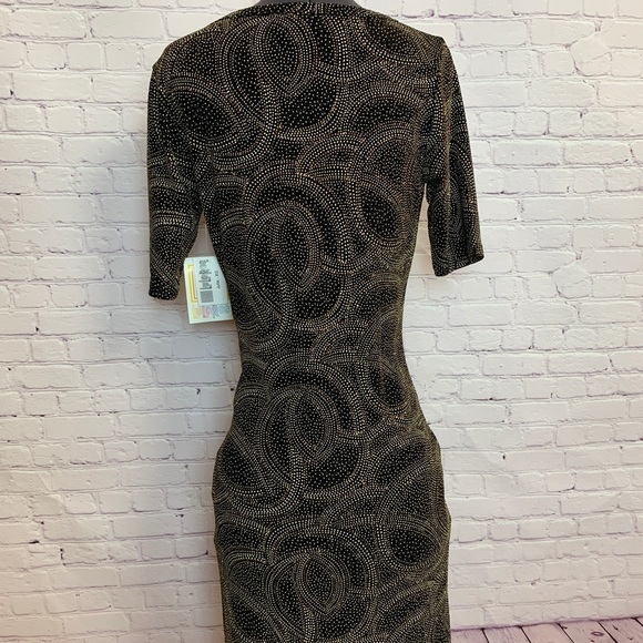 NEW LIMITED Elegant sheath Dress black with Metallic glitter copper & Gold XS - Picture 7 of 8
